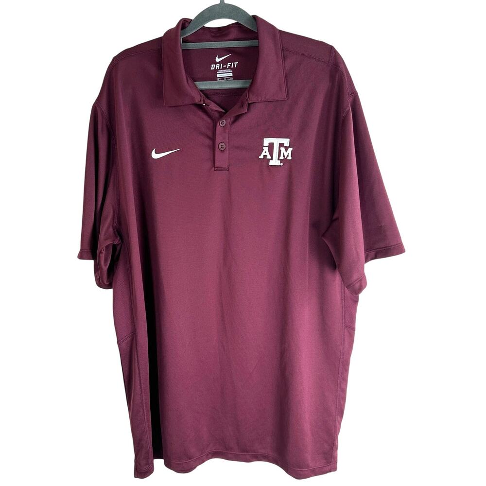 Nike Men's Texas A&M Aggies Dri-FIT Polo XL Maroon ATM Logo short sleeve golf